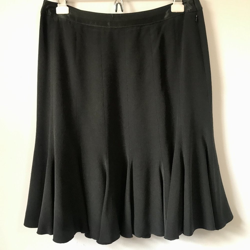 Ann Taylor Black 100% Silk Ruffle Skirt, Size 8